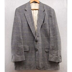 AKA Eddie‎ Bauer Blazer Silk Linen Sport Coat Herringbone Jacket 44L Classic